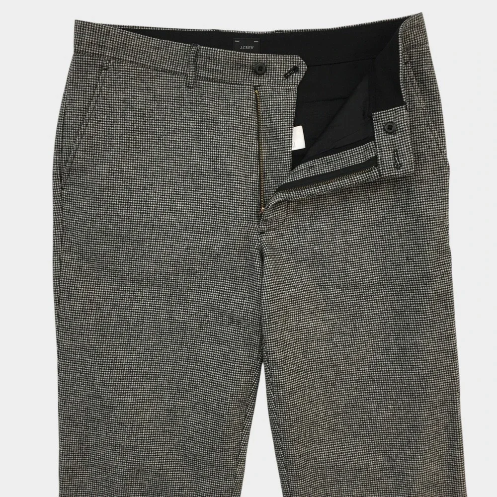 J.Crew Classic Relaxed Wool Houndstooth Pants Trousers Mens 35x32 Casual Dress